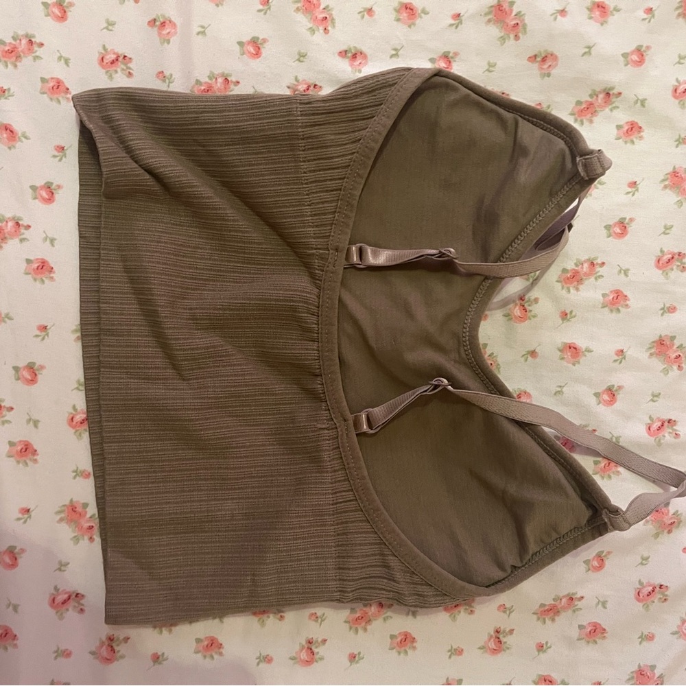 Brown Ribbed Crop Top - Picture 3 of 3